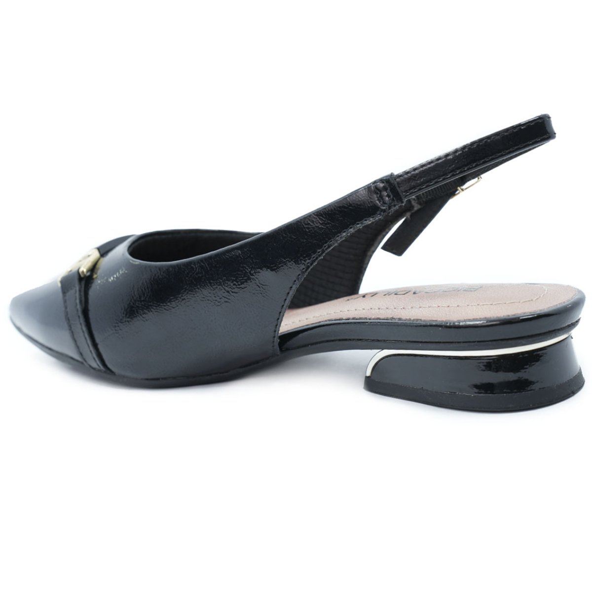 Scarpin Piccadilly Detalhe Salto Baixo Feminino - Preto Preto 4