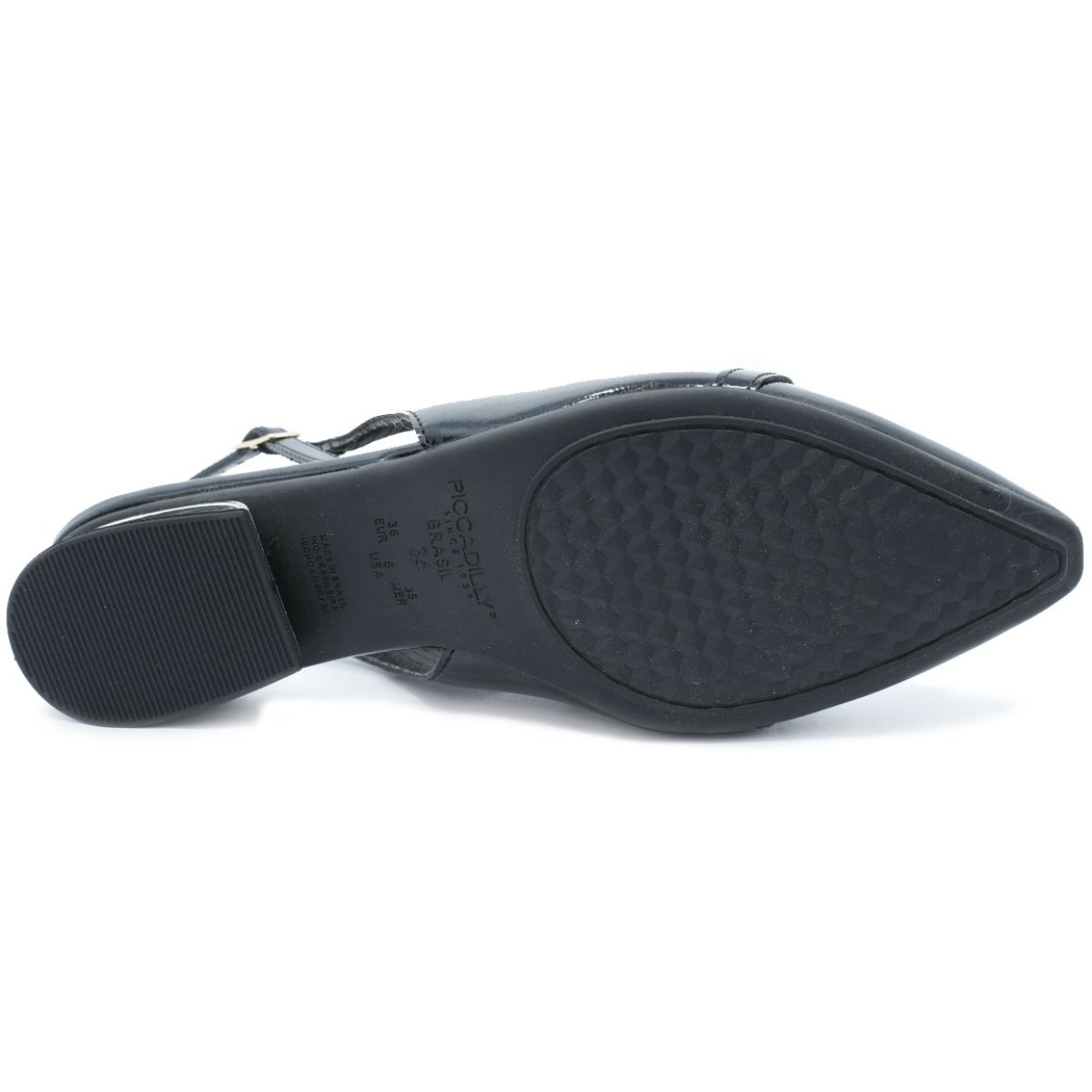 Scarpin Piccadilly Detalhe Salto Baixo Feminino - Preto Preto 5