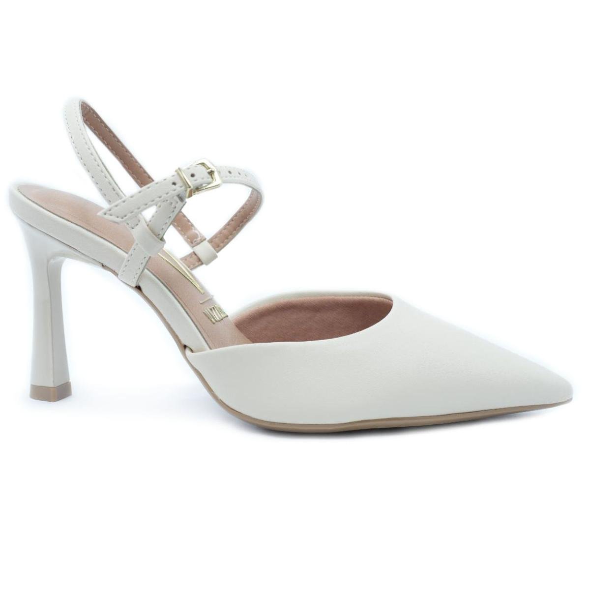 Scarpin Vizzano Traseiro Aberto Salto Médio - Creme Creme 2