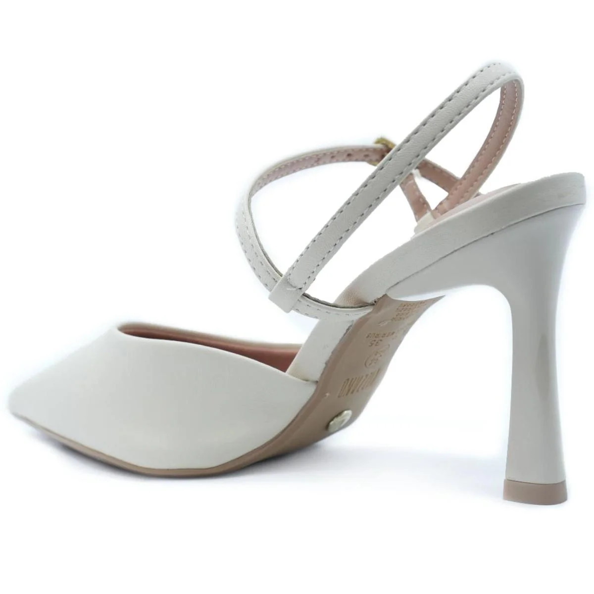 Scarpin Vizzano Traseiro Aberto Salto Médio - Creme Creme 4