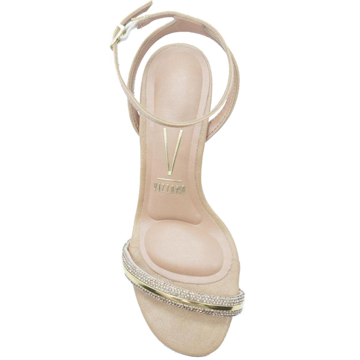 Sandália Vizzano Tira Strass Salto Médio Feminina - Bege Bege 3