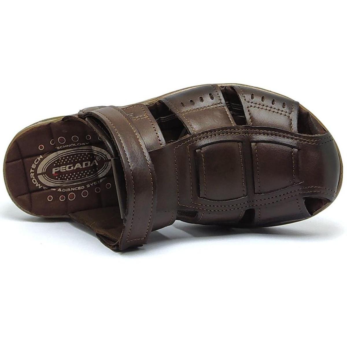 Sandália Couro Pegada Amortecedor 131669 Masculina - Marrom Escuro Marrom 2