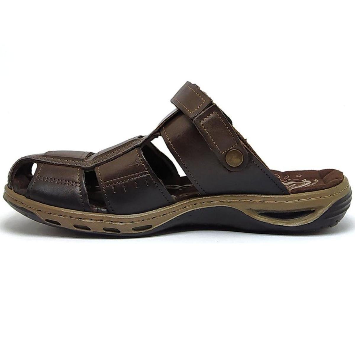 Sandália Couro Pegada Amortecedor 131669 Masculina - Marrom Escuro Marrom 3