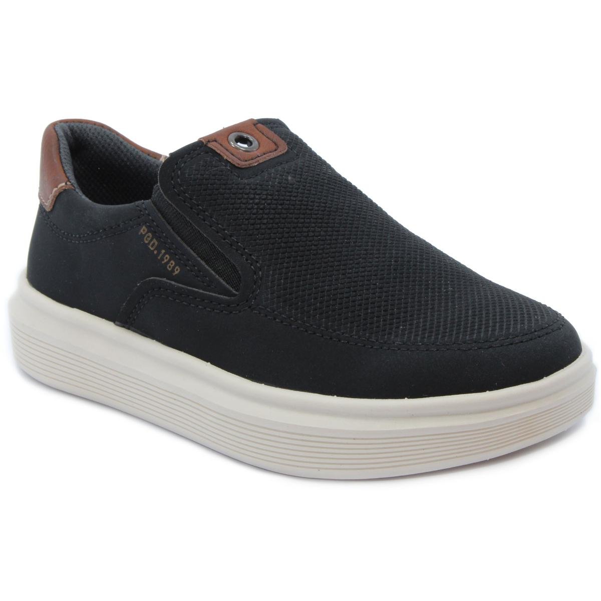 Mocassim Infantil Couro Pegada 372106 Menino - Preto