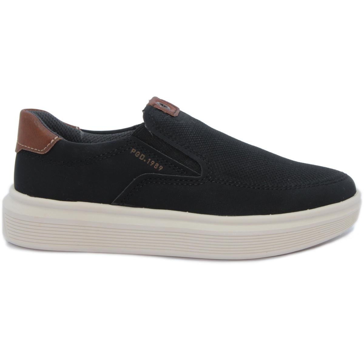 Mocassim Infantil Couro Pegada 372106 Menino - Preto Preto 2
