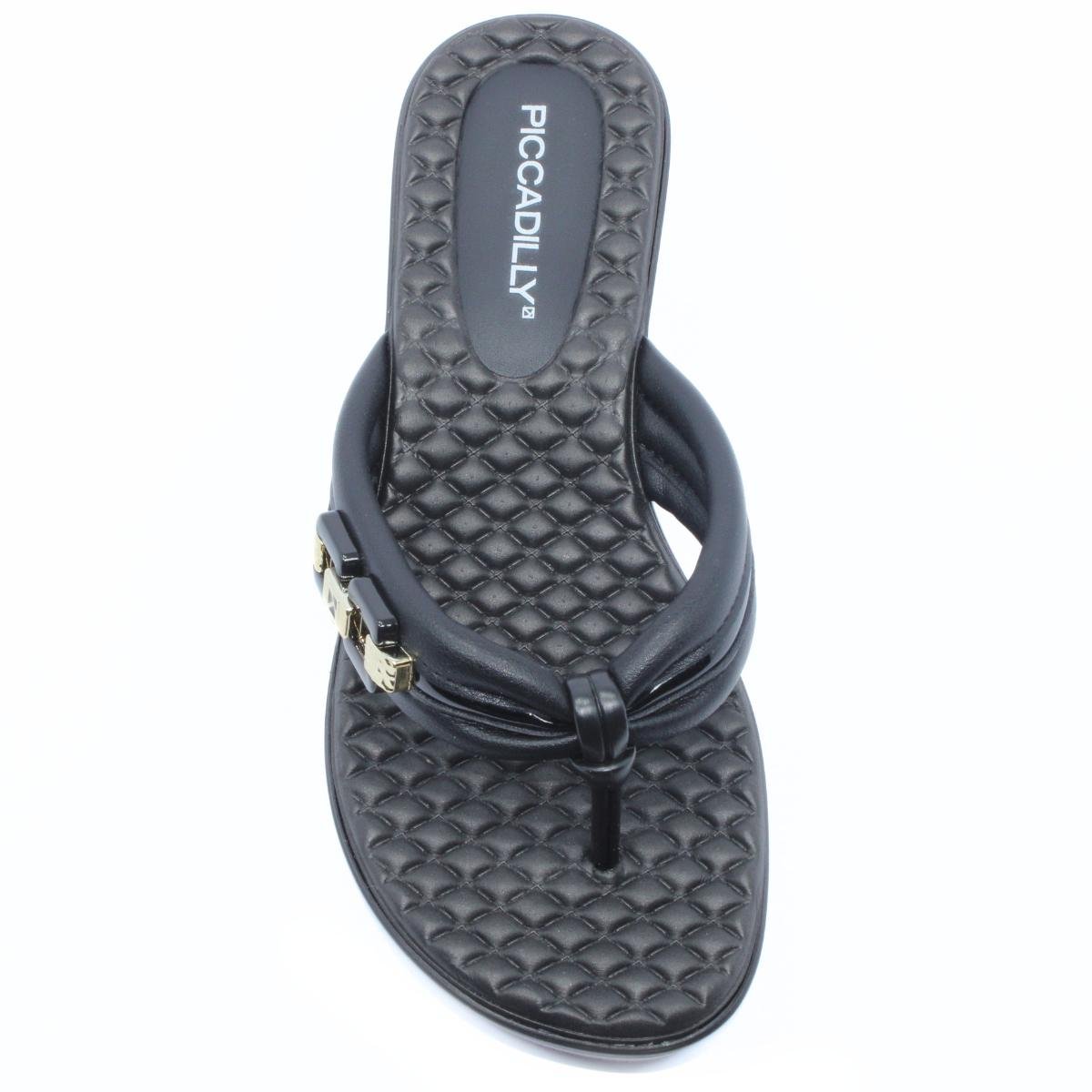 Chinelo Anabela Piccadilly Detalhe Conforto Napa Soft - Preto Preto 3
