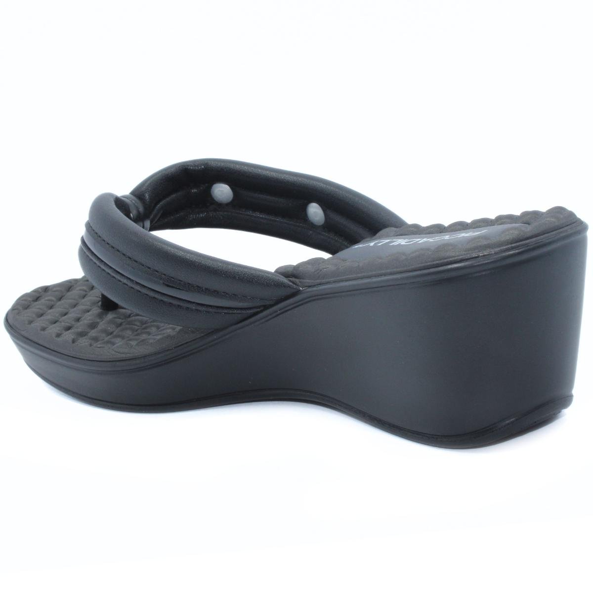 Chinelo Anabela Piccadilly Detalhe Conforto Napa Soft - Preto Preto 4