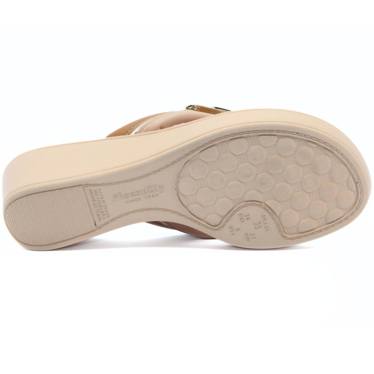 Chinelo Anabela Piccadilly Detalhe Conforto Napa Soft - Caramelo Bege 5