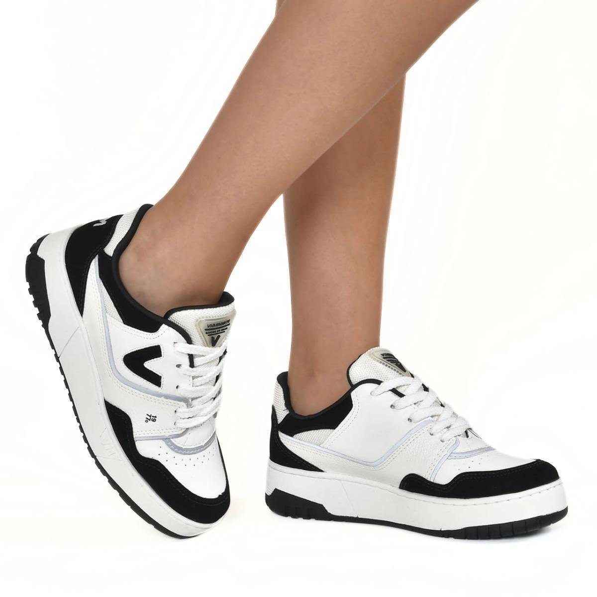 Tênis Via Marte Casual Feminino - Marfim e Preto Branco/Preto 4