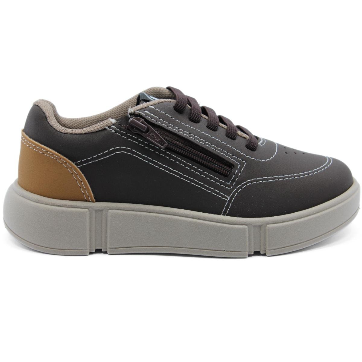 Tênis Infantil Molekinho Casual Menino - Marrom Preto 2