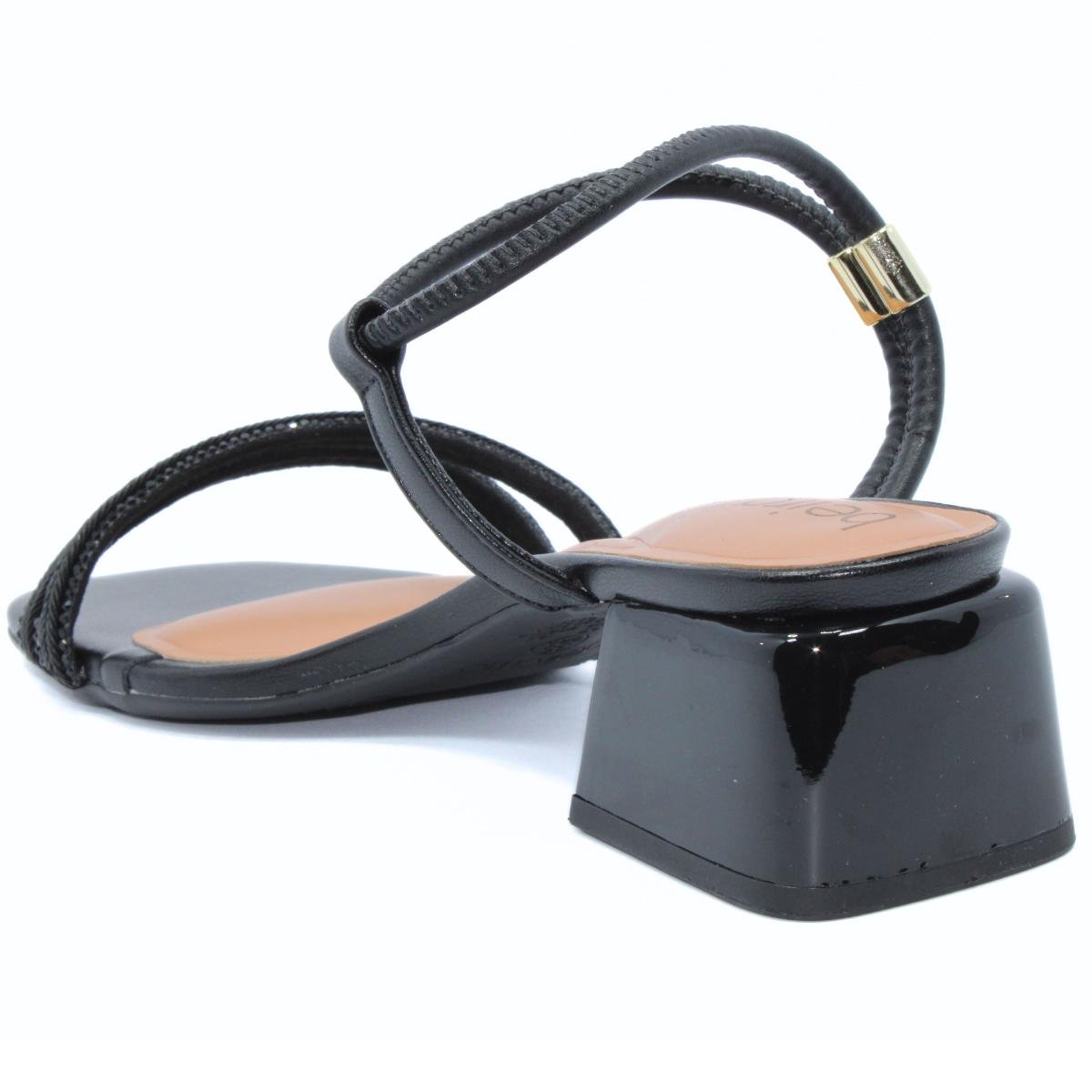 Sandália Beira Rio Tira Strass Salto Baixo Feminina - Preto Preto 4