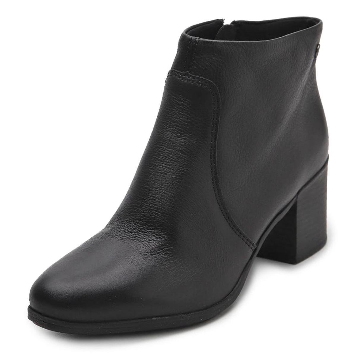 Bota Coturno Couro Bottero Burnish Feminina - Preto Preto 1