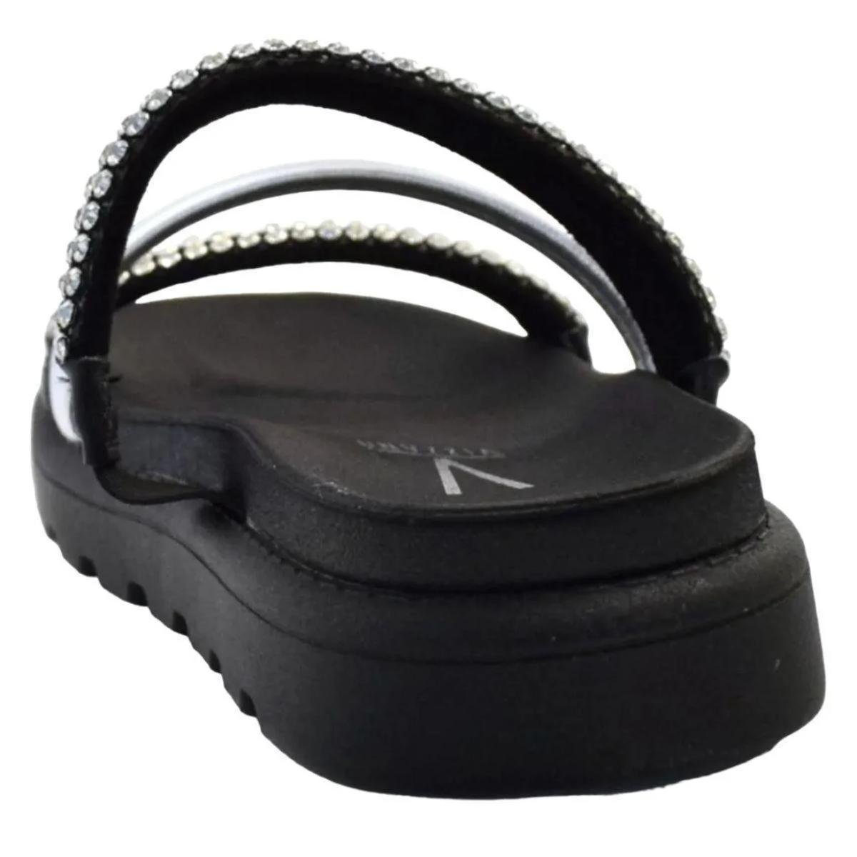 Rasteira Vizzano Flatform Tira Strass Feminia - Preto e Prata Preto 3
