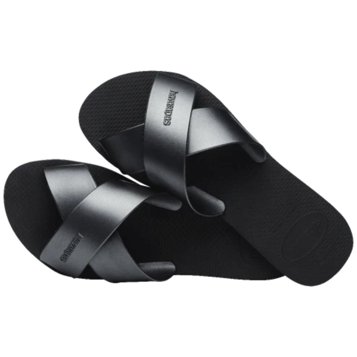 Rasteira Havaianas Aqua Metálica Feminina - Preto Preto 4