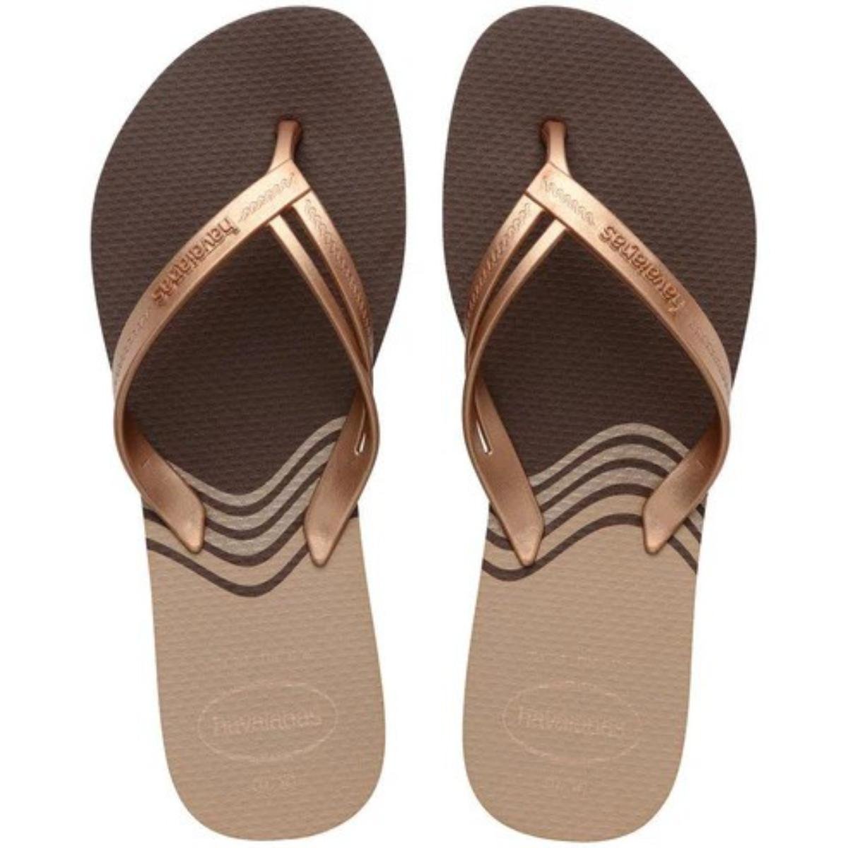Chinelo Havaianas Elegance Print Feminino - Marrom Marrom 1