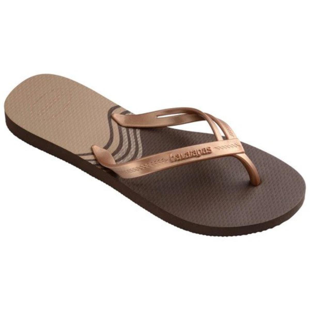 Chinelo Havaianas Elegance Print Feminino - Marrom Marrom 2