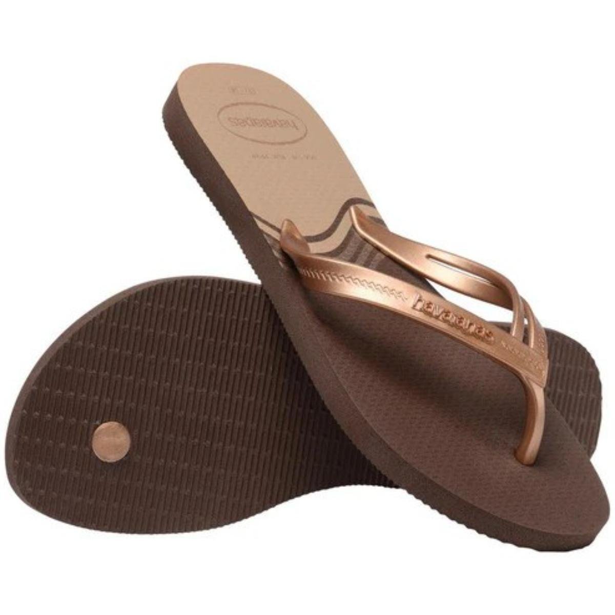 Chinelo Havaianas Elegance Print Feminino - Marrom Marrom 4