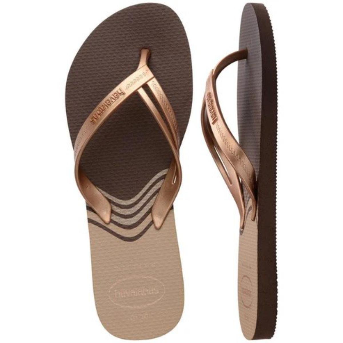 Chinelo Havaianas Elegance Print Feminino - Marrom Marrom 5