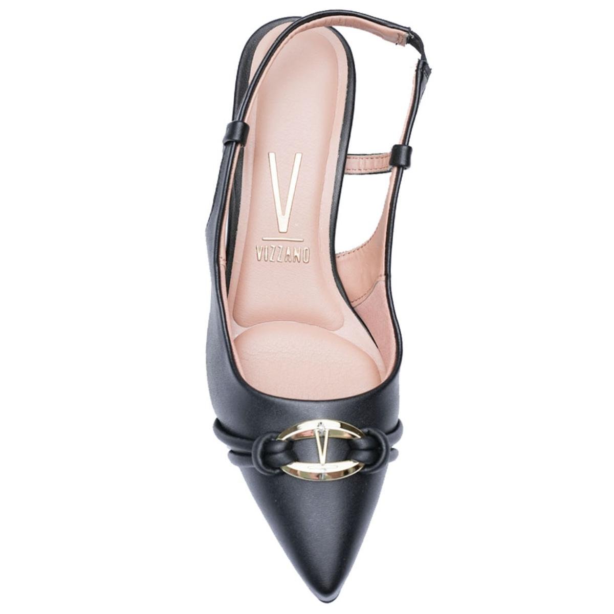 Scarpin Vizzano Slingback Detalhe Salto Médio - Preto Preto 3