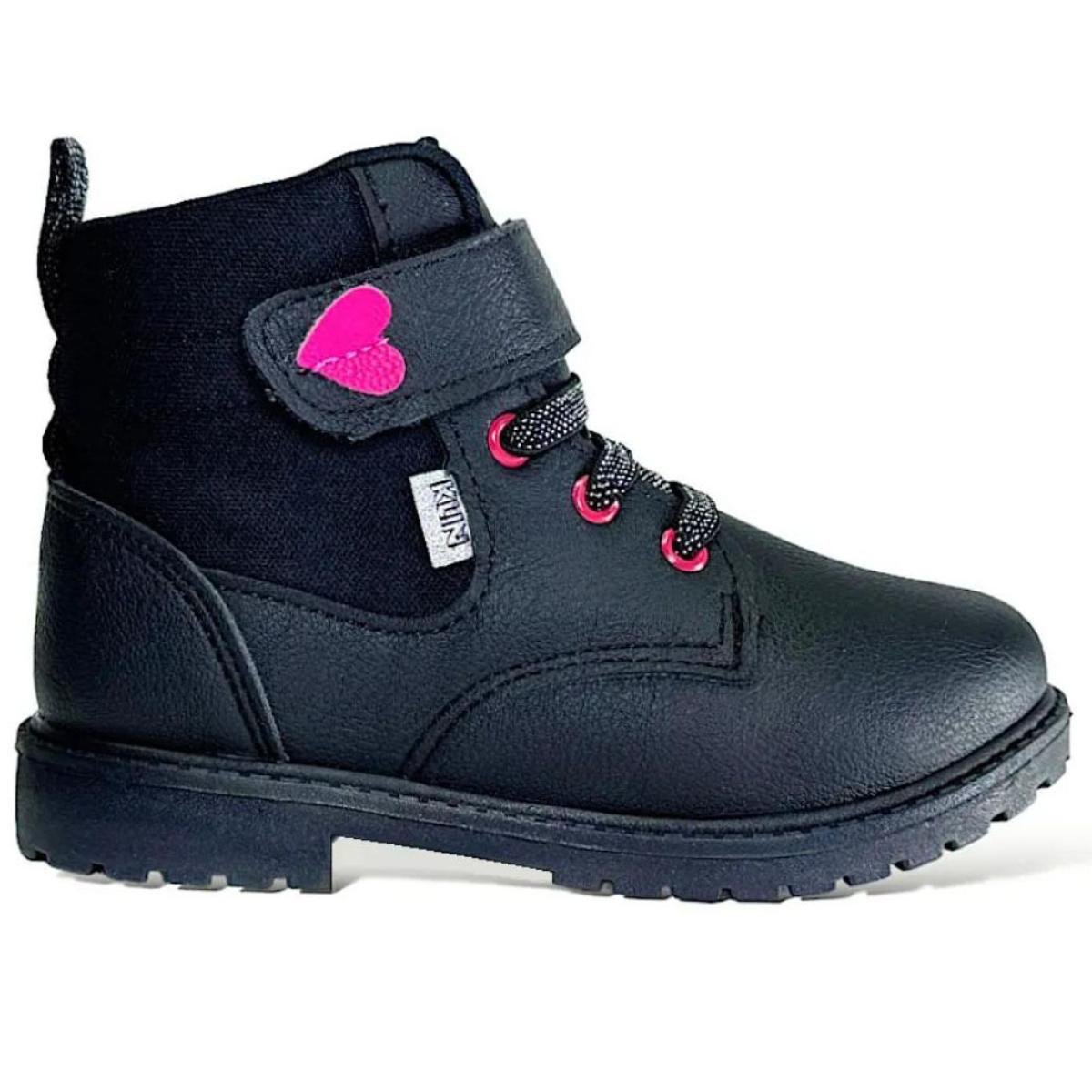 Bota Infantil Klin Rock Mini Menina - Preto e Rosa Preto/Rosa 2