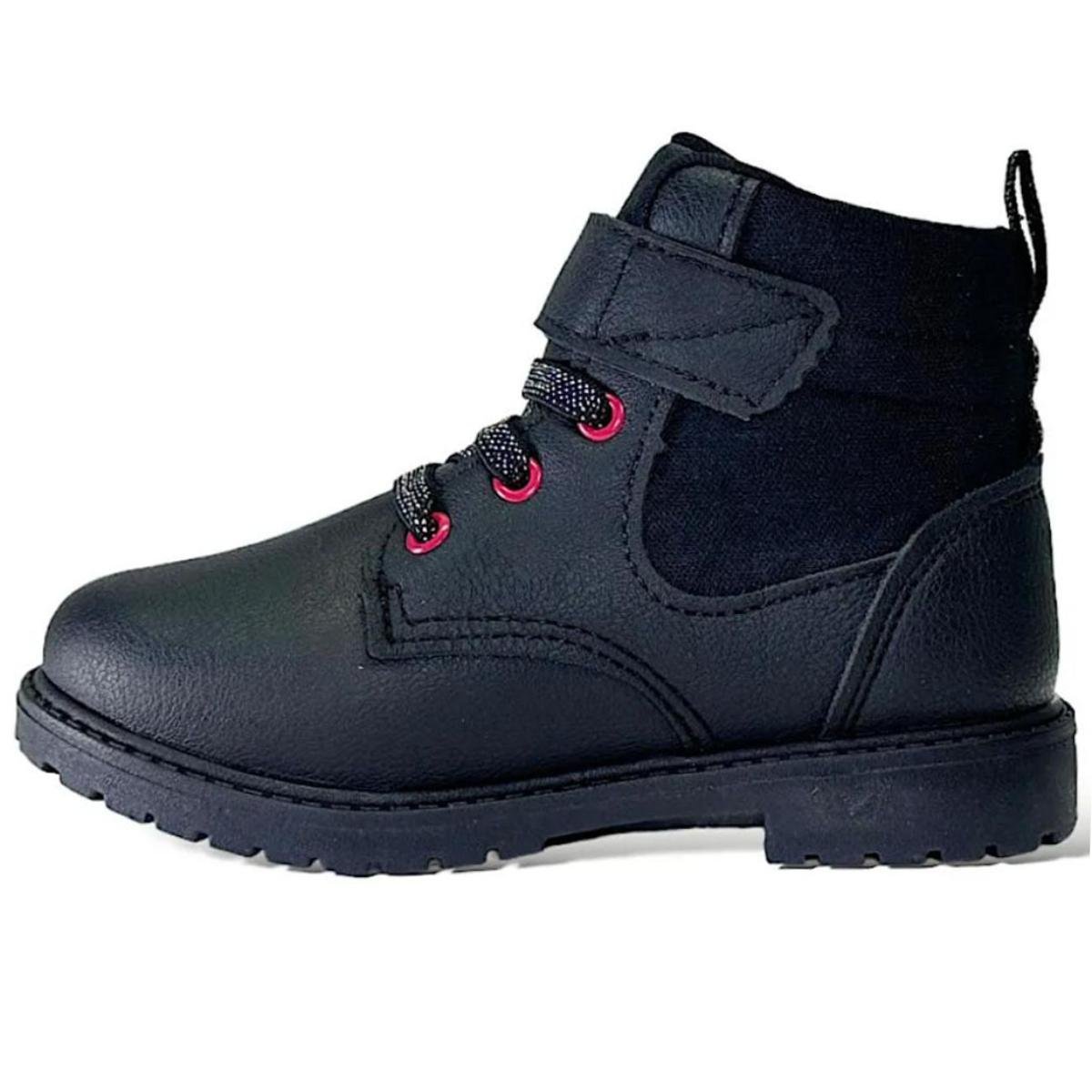 Bota Infantil Klin Rock Mini Menina - Preto e Rosa Preto/Rosa 3