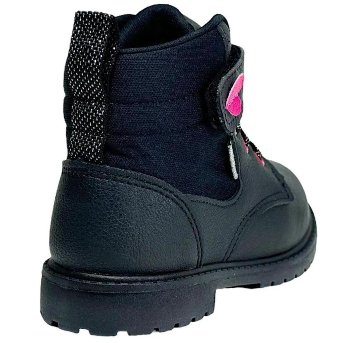 Bota Infantil Klin Rock Mini Menina - Preto e Rosa Preto/Rosa 4