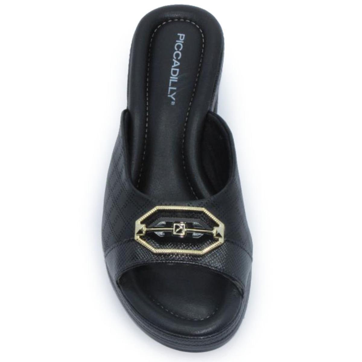 Tamanco Piccadilly Conforto Detalhes Feminino - Preto Preto 3