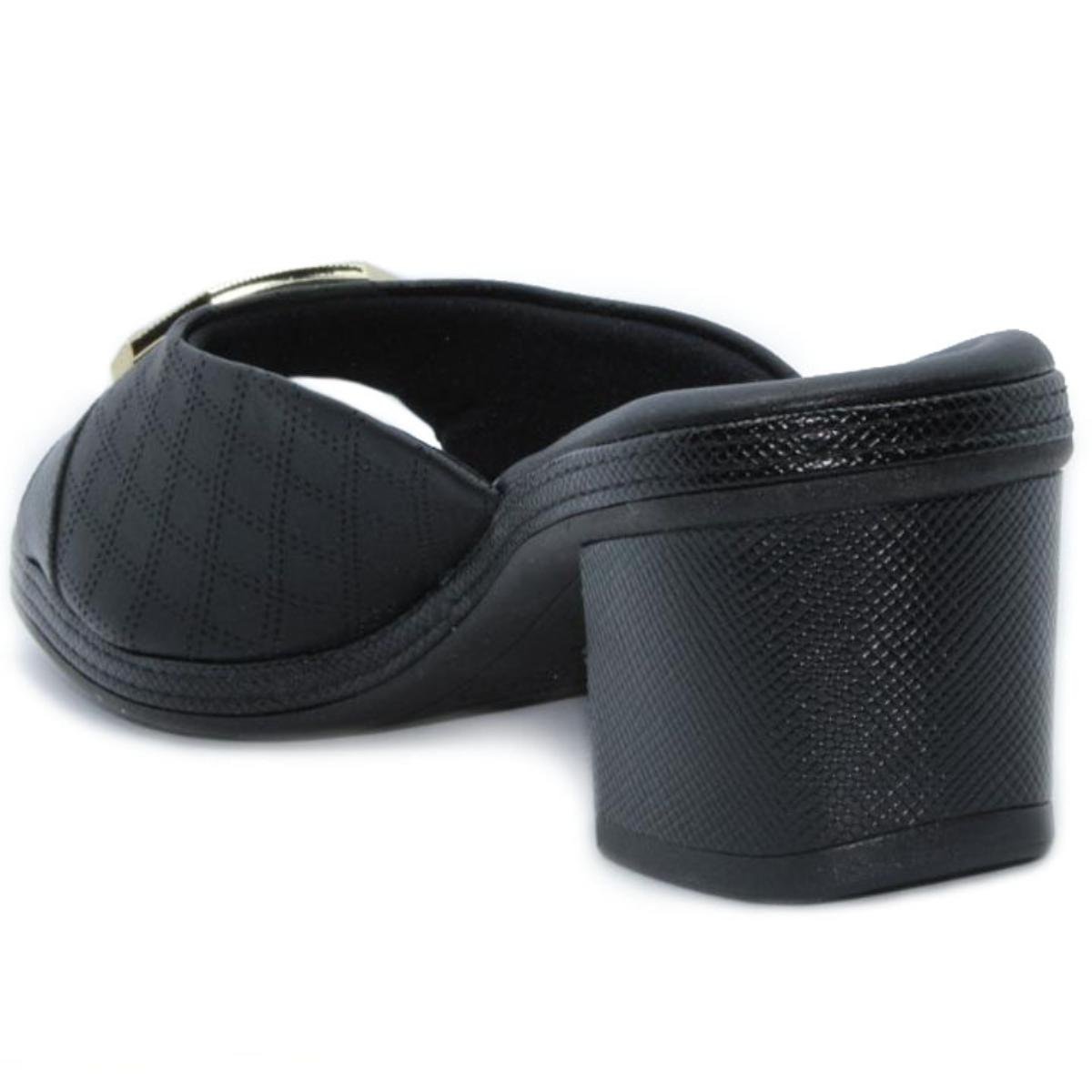 Tamanco Piccadilly Conforto Detalhes Feminino - Preto Preto 4