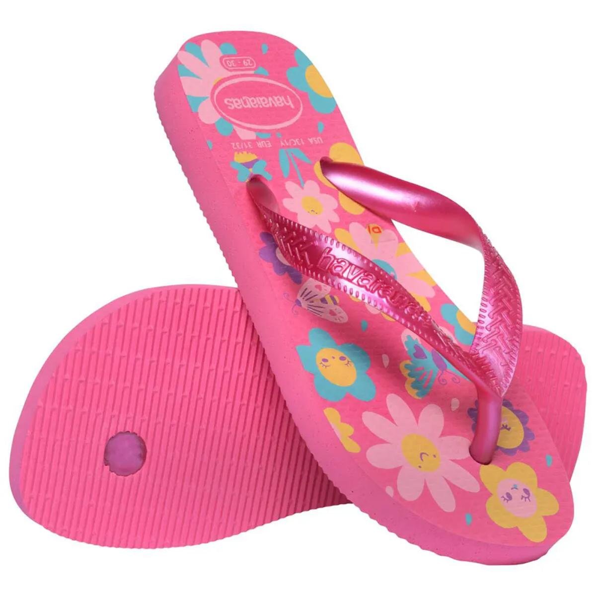 Chinelo Infantil Havaianas Flores Kids - Rosa Rosa 4