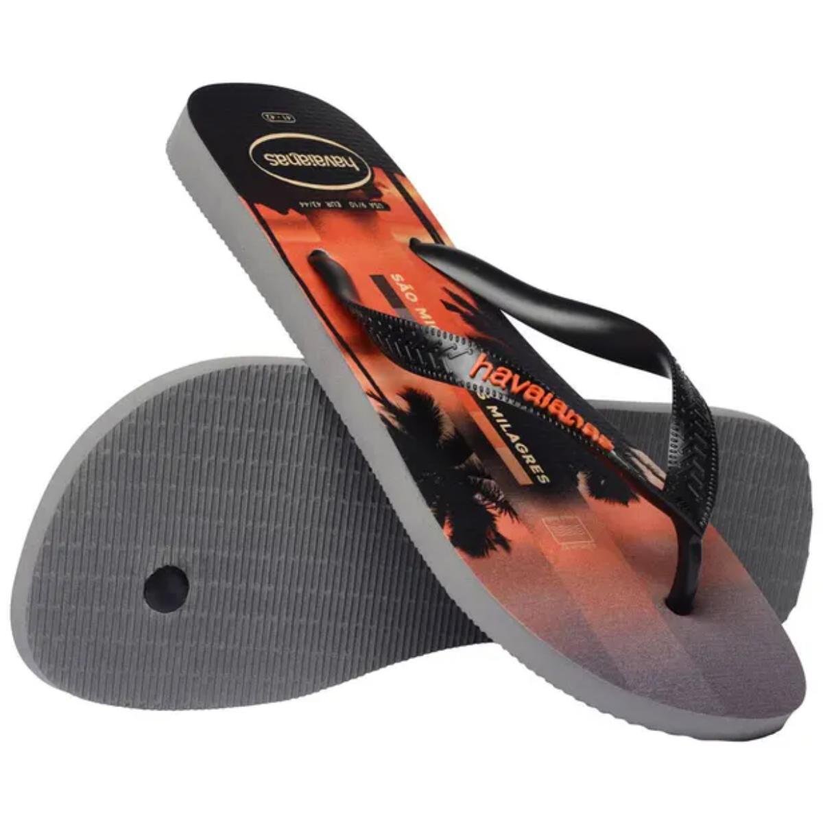 Chinelo Havaianas Top Surfer Masculino - Preto e Laranja Preto/Laranja 4