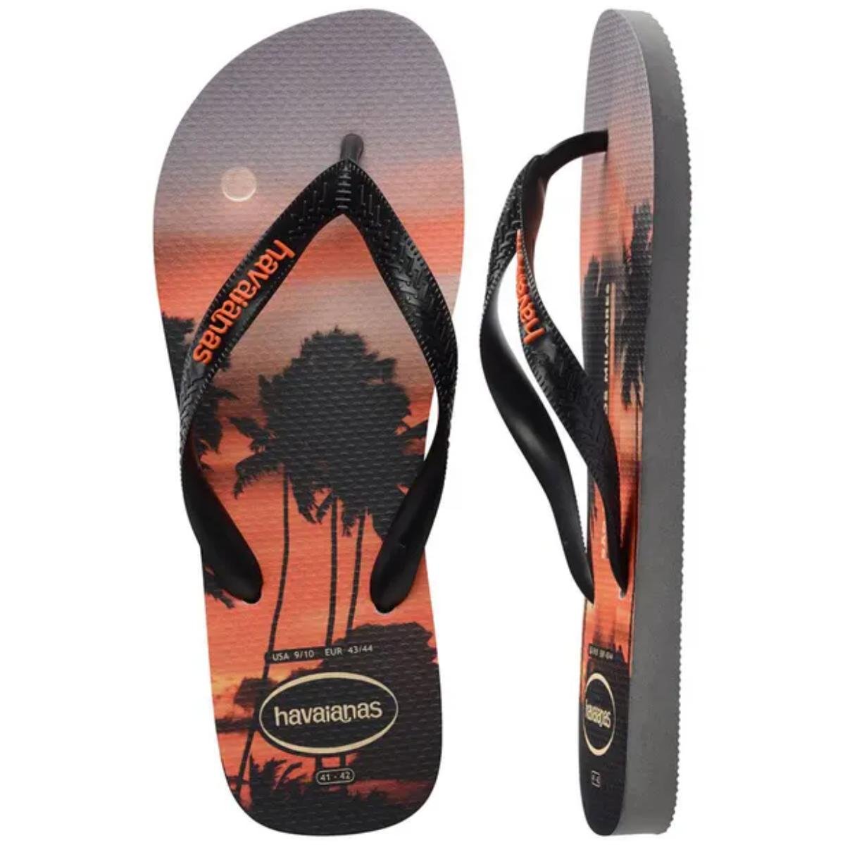 Chinelo Havaianas Top Surfer Masculino - Preto e Laranja Preto/Laranja 5