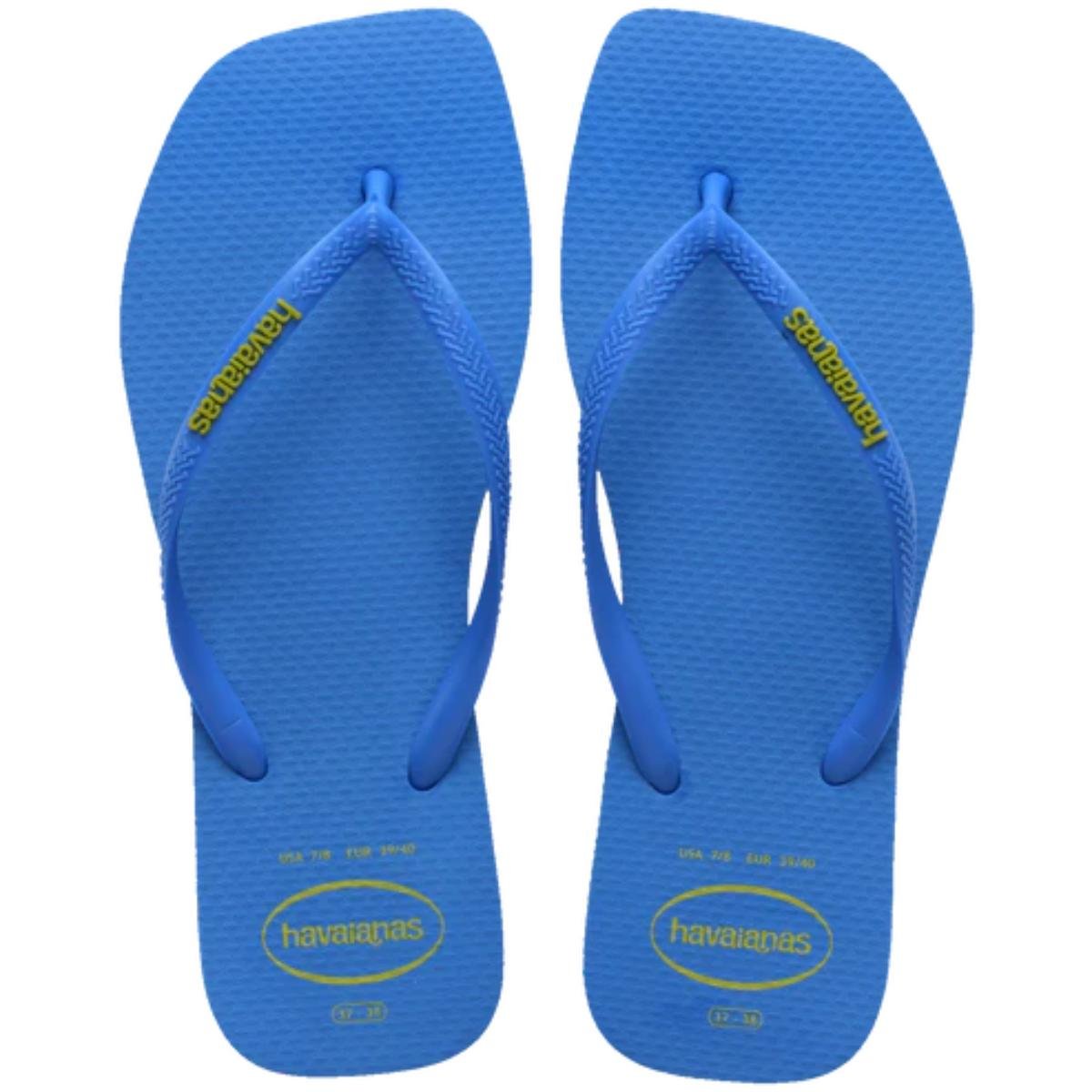 Chinelo Havaianas Slim Square Logo Pop Up Feminino - Azul Escuro Azul Escuro 1