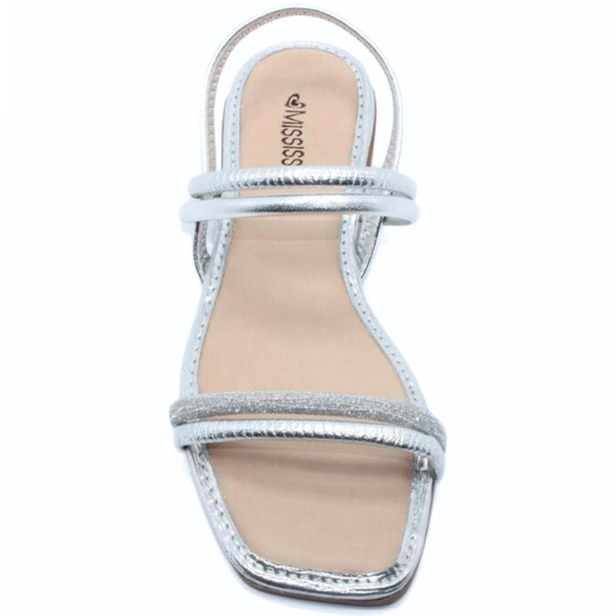 Sandália Mississipi Metalizada Brilho Feminino - Prata Branco/Prata 3