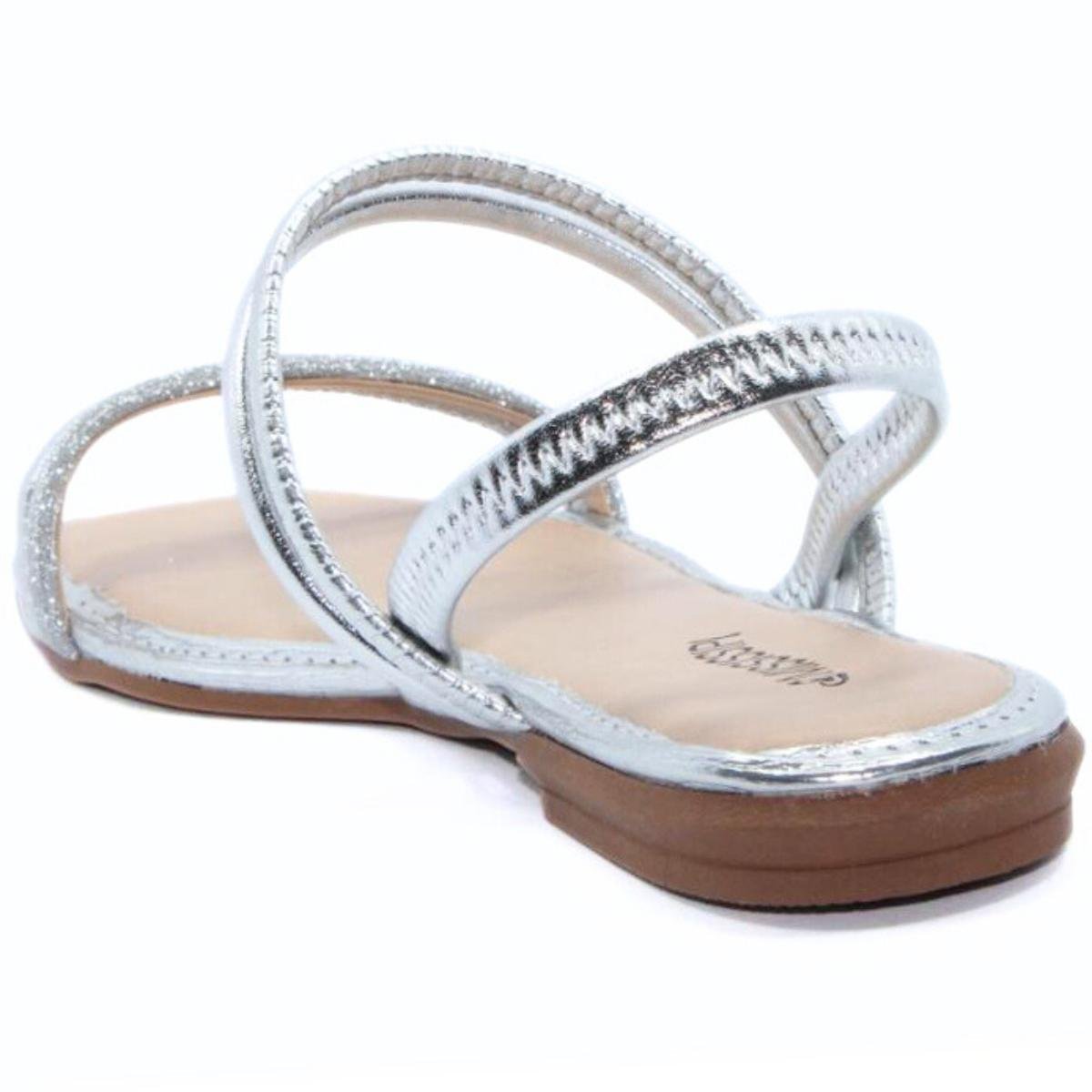 Sandália Mississipi Metalizada Brilho Feminino - Prata Branco/Prata 4