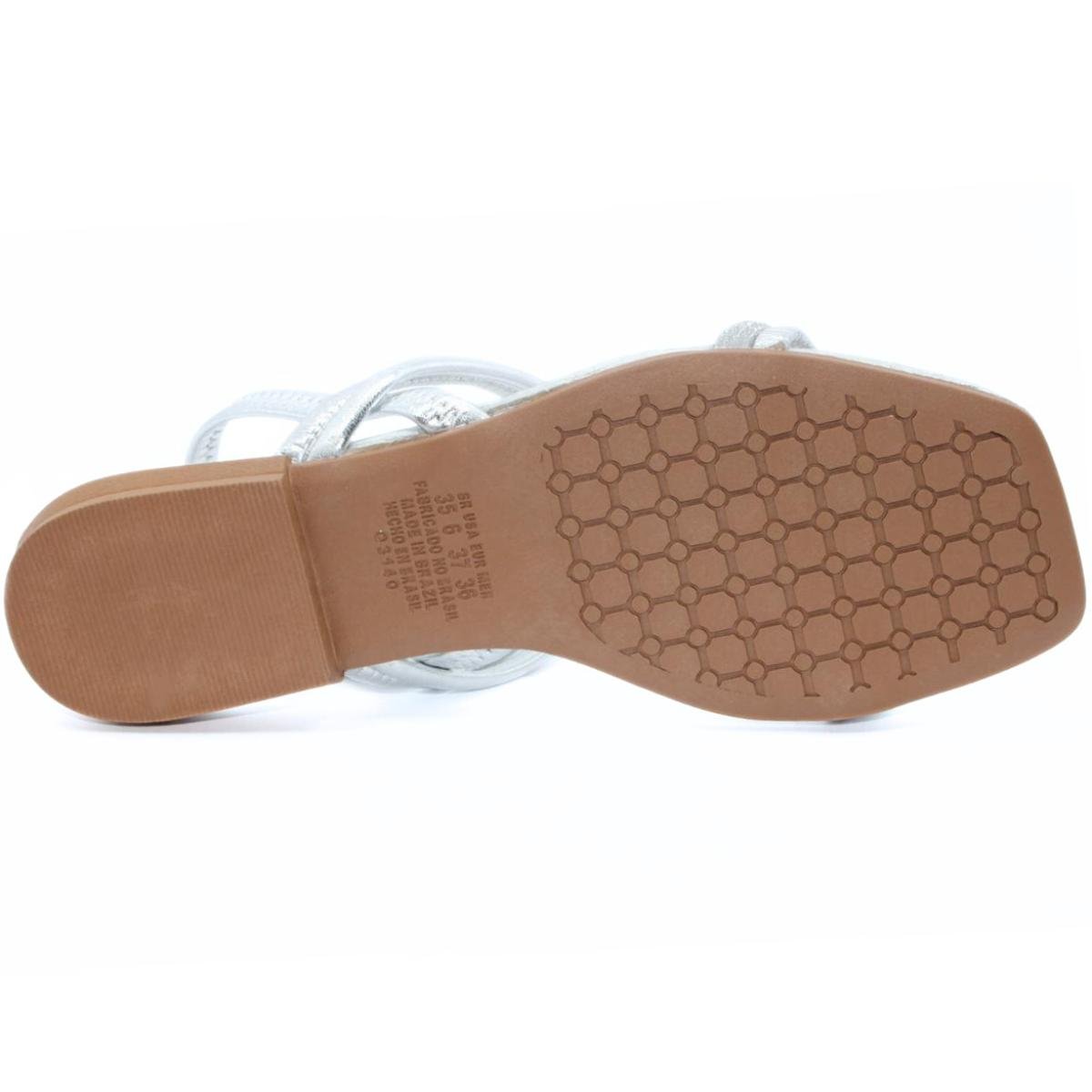 Sandália Mississipi Metalizada Brilho Feminino - Prata Branco/Prata 5