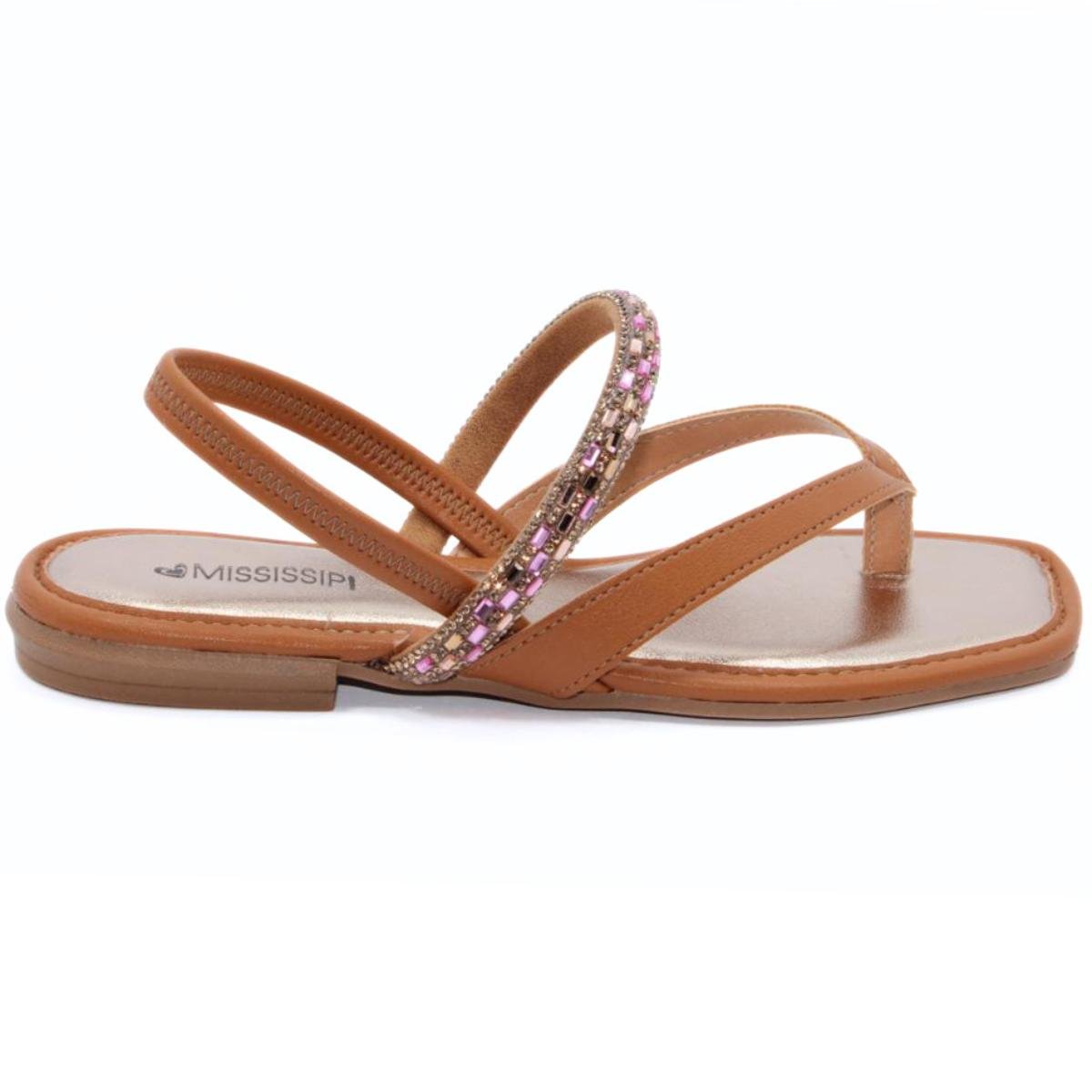 Sandália Mississipi Strass Feminino - Marrom Marrom 2