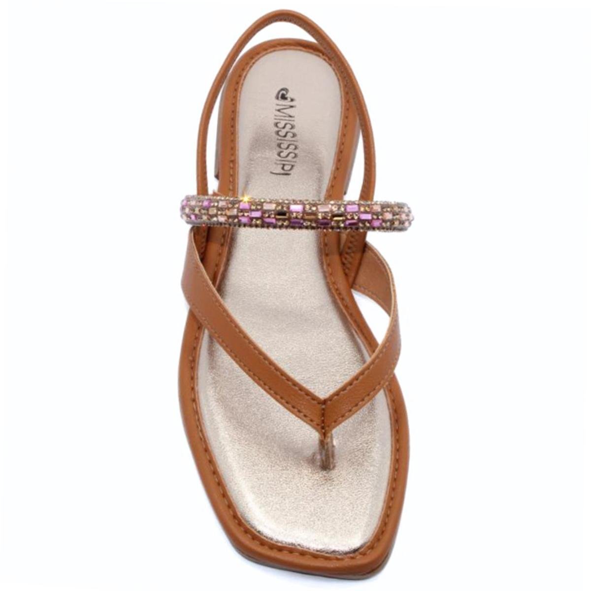 Sandália Mississipi Strass Feminino - Marrom Marrom 3