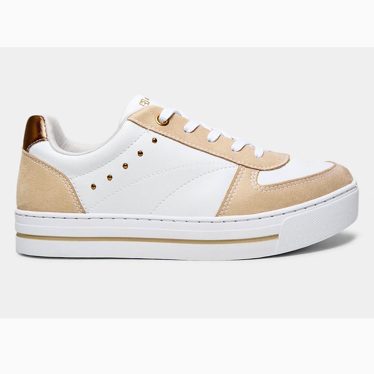 Tênis Ramarim Casual Feminino - Branco e Bege Branco/Bege 2