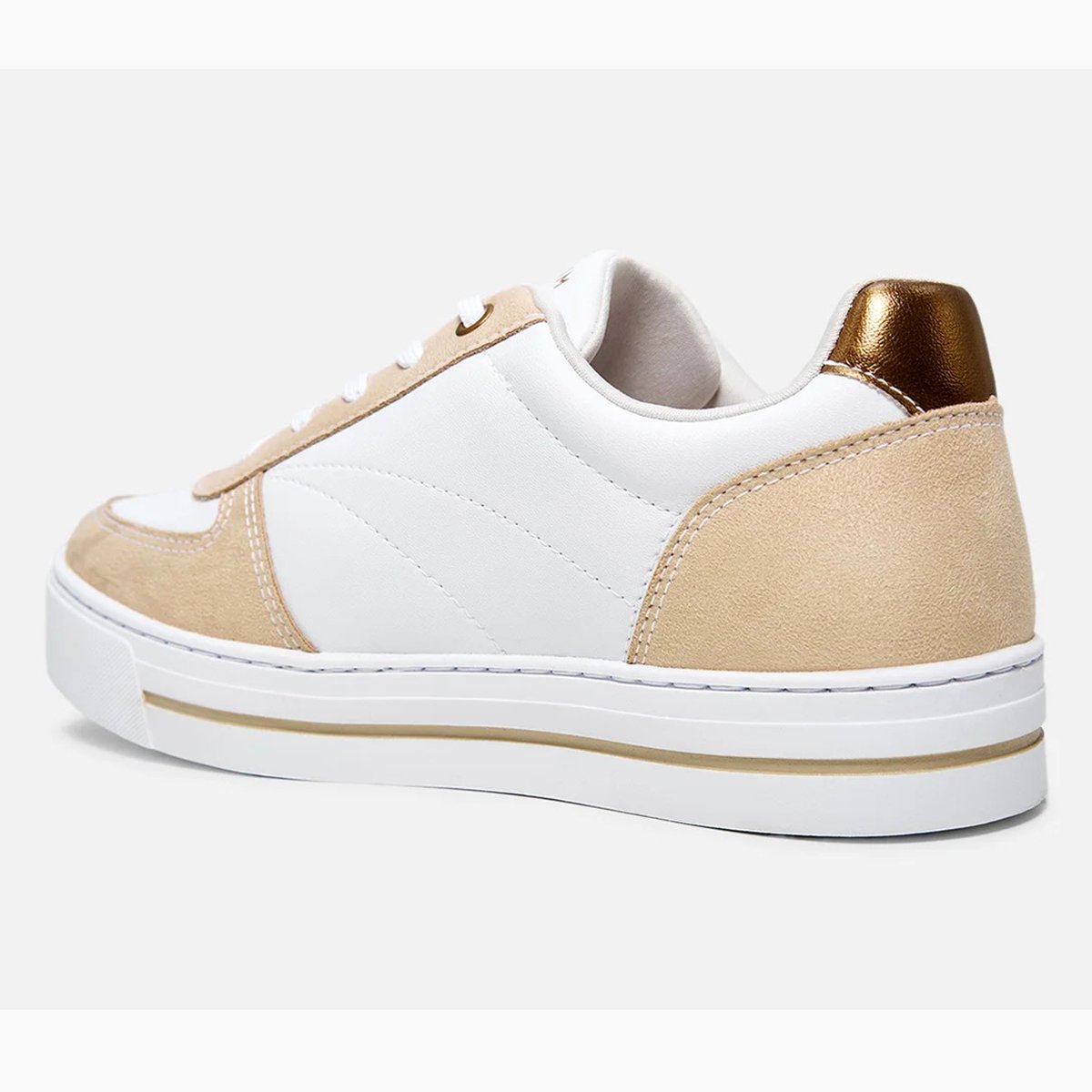 Tênis Ramarim Casual Feminino - Branco e Bege Branco/Bege 4