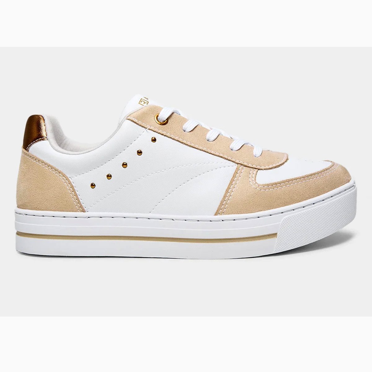 Tênis Ramarim Casual Feminino - Branco e Bege Branco/Bege 2