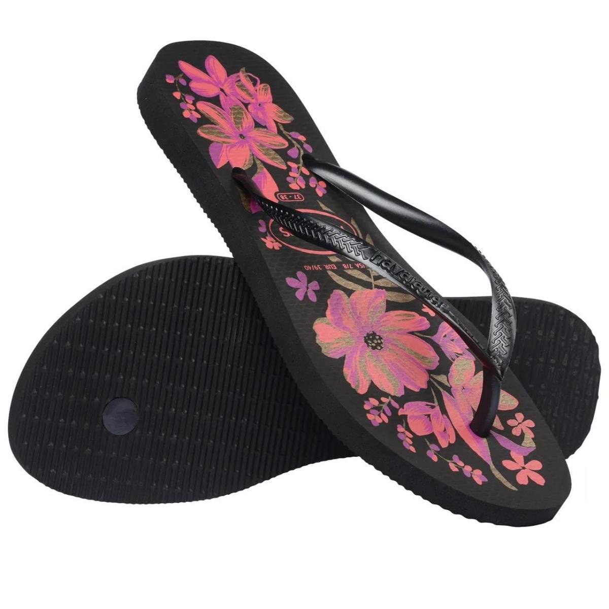 Chinelo Havaianas Slim Organic Feminino - Preto e Roxo Preto/Roxo 4