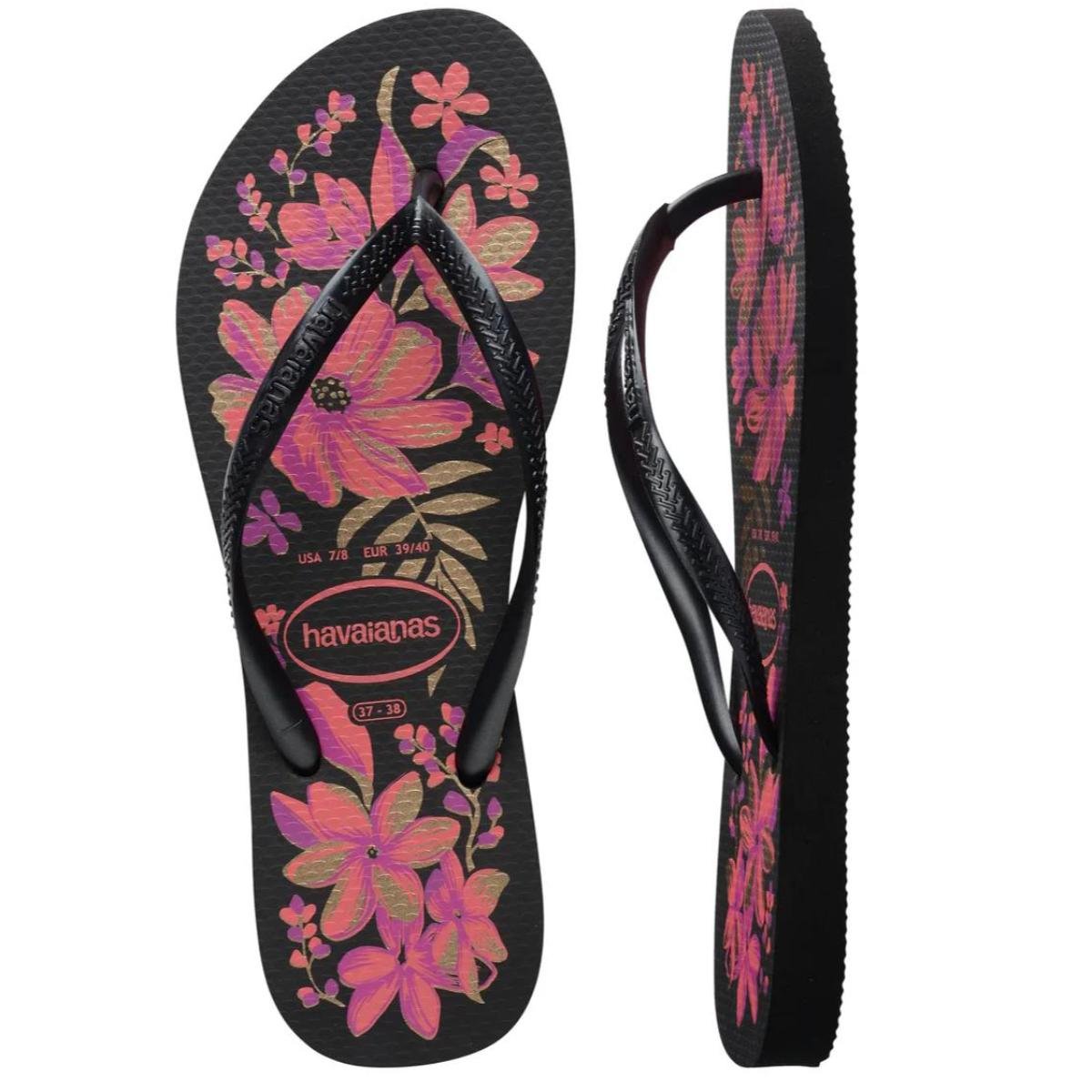 Chinelo Havaianas Slim Organic Feminino - Preto e Roxo Preto/Roxo 5