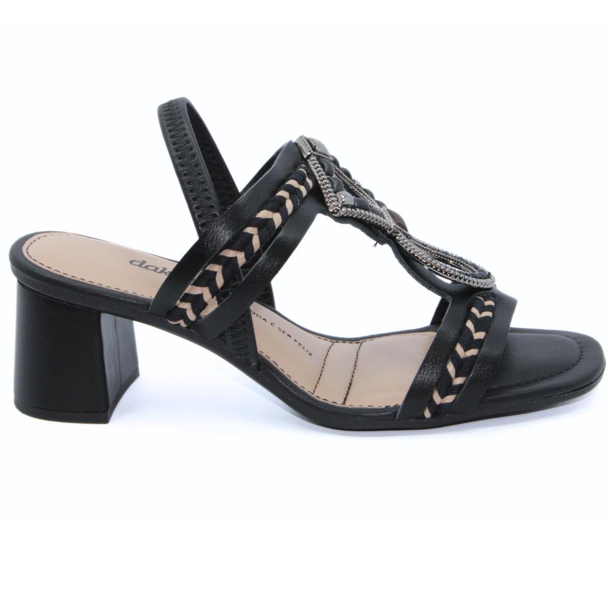 Sandália Dakota Pedraria Salto Bloco Feminina - Preto Preto 2