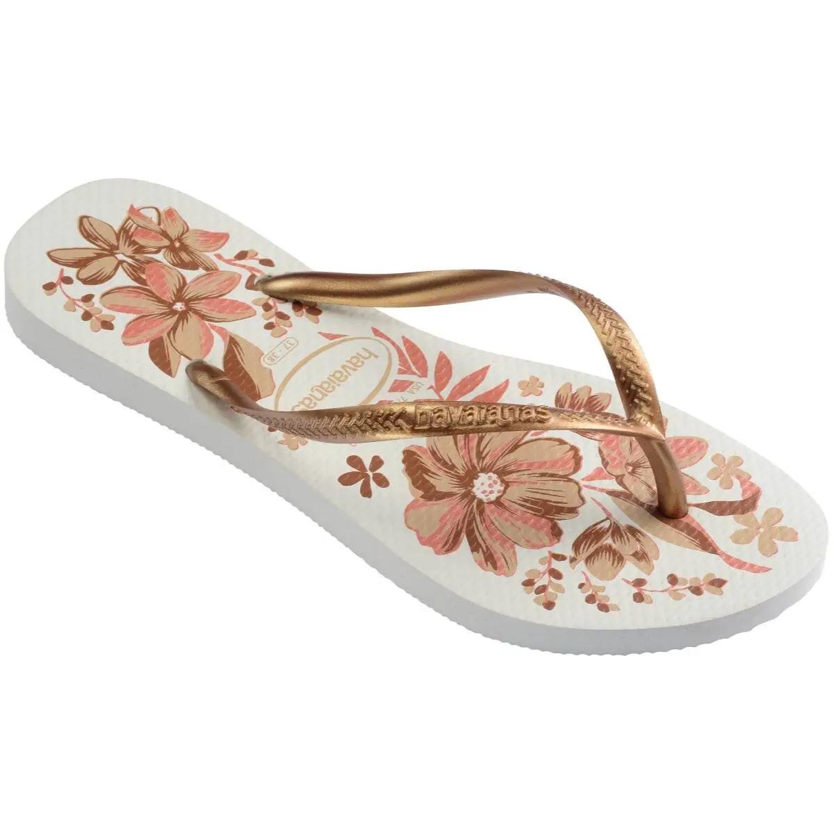 Chinelo Havaianas Slim Organic Feminino - Branco e Dourado Branco/Dourado 2