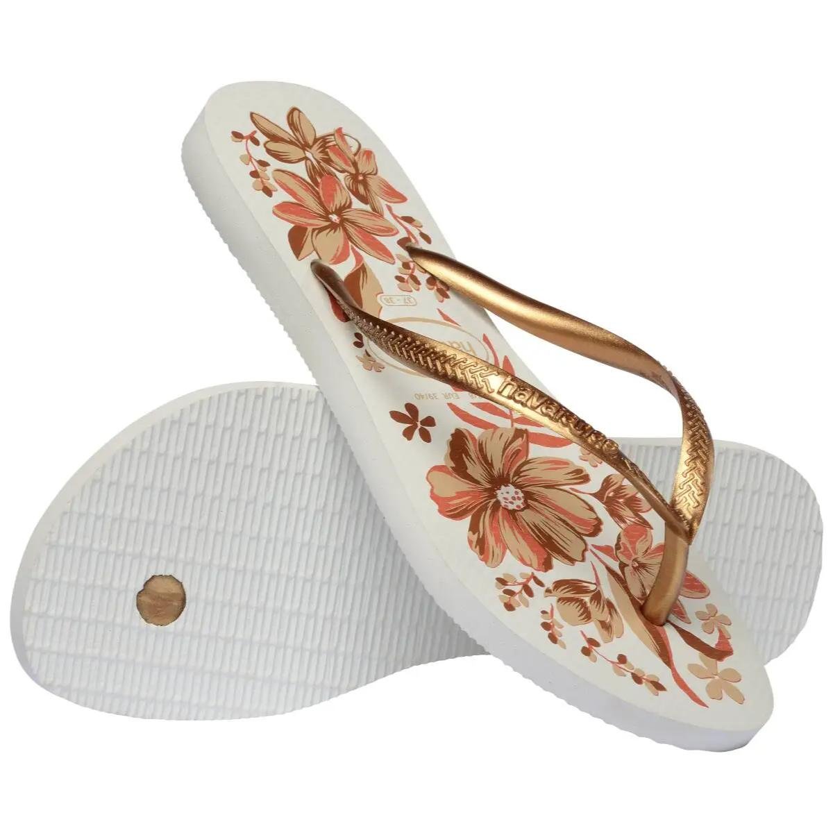 Chinelo Havaianas Slim Organic Feminino - Branco e Dourado Branco/Dourado 4