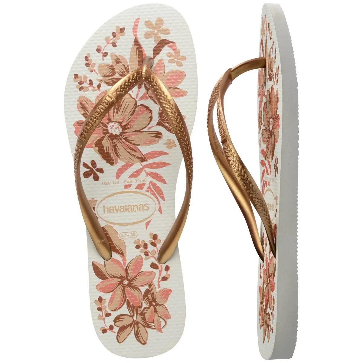 Chinelo Havaianas Slim Organic Feminino - Branco e Dourado Branco/Dourado 5