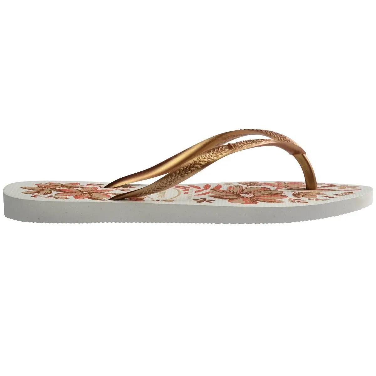 Chinelo Havaianas Slim Organic Feminino - Branco e Dourado Branco/Dourado 3