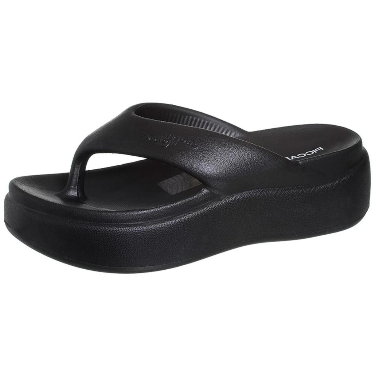 Chinelo Piccadilly Plataforma Marshmallow Feminino - Preto Preto 3