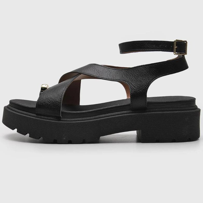 Sandália Vizzano Plataforma Tiras Cruzadas Feminina - Preto Preto 2
