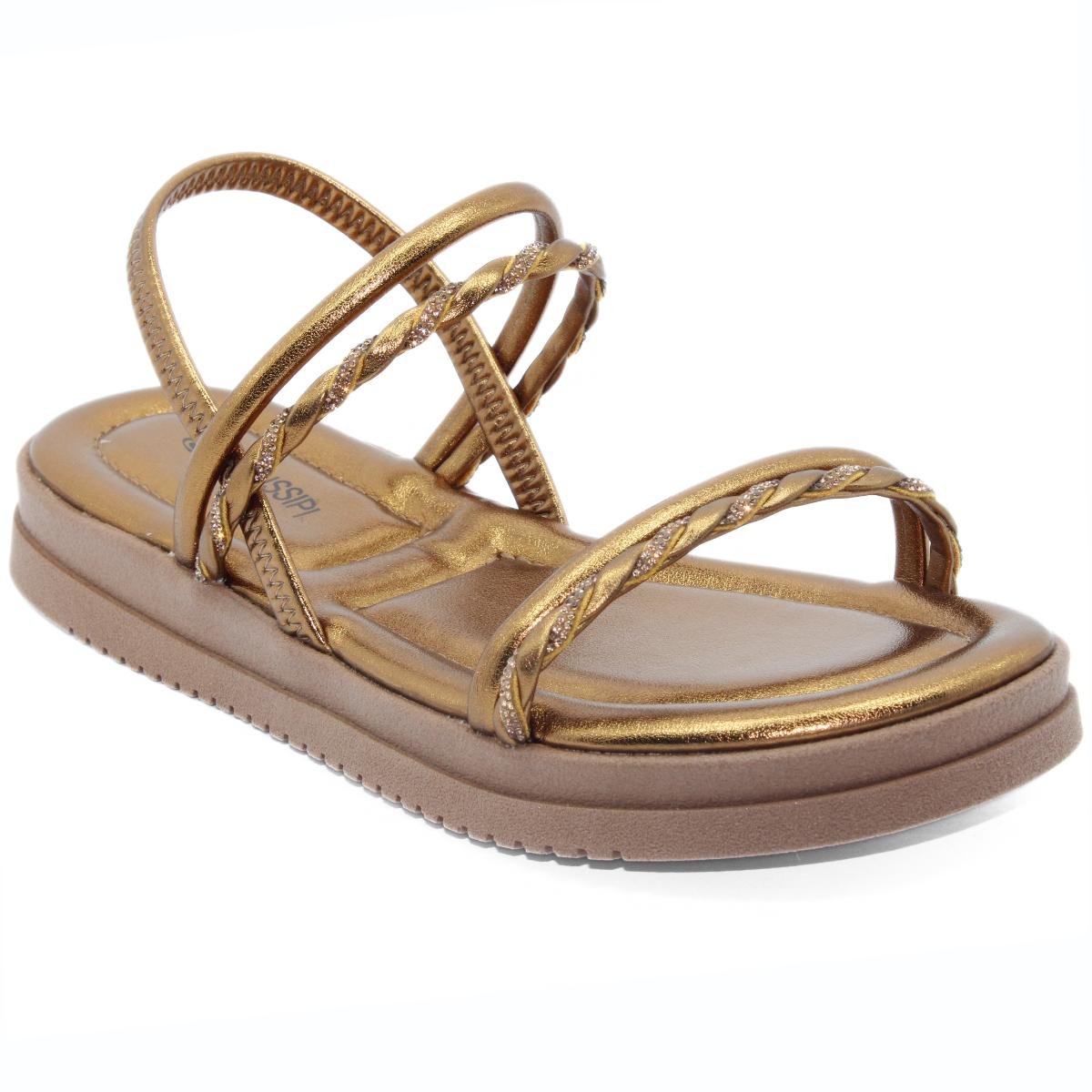 Sandália Mississipi Flatform Strass Feminino - Cobre Cobre 1